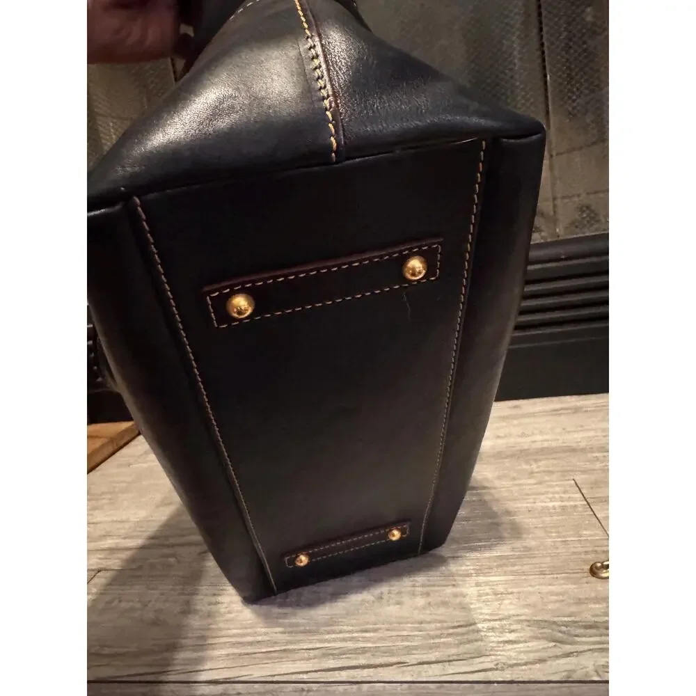 Navy Dooney Bourke Florentine Leather Chelsea Convertible Tote Bag